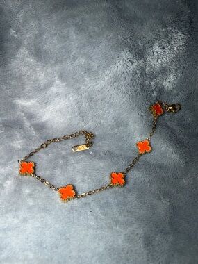 Gold-Plated Mini Orange Clover Bracelet